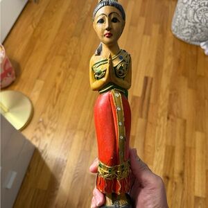 Vintage Hand carved thai wooden statue